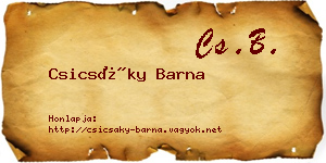 Csicsáky Barna névjegykártya